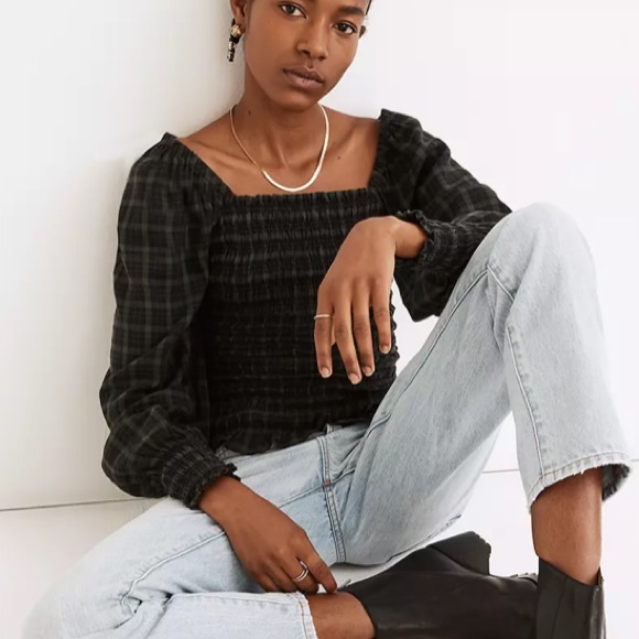 Madewell Tops - Madewell Lucie Bubble-Sleeve Smocked Top